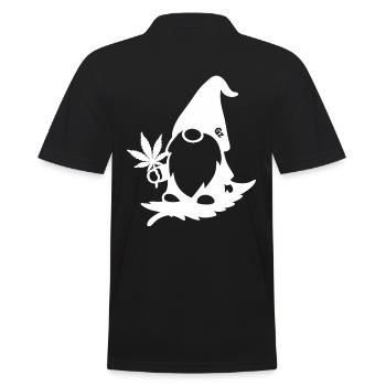 Fliegender Zwerg/Wichtel mit Hanfblatt - Männer Poloshirt - Schwarz - Hinten - Kai (181cm)