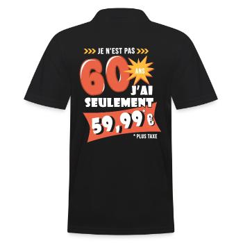 60 ans anniversaire humour 60e anniversaire - Polo Homme - noir - Dos - Kai (181cm)