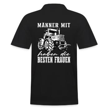 Männer mit MBTrac - Offroad - Universal Motorgerät - Männer Poloshirt - Schwarz - Hinten - Kai (181cm)
