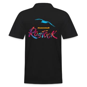 Rostock Hansestadt-Möwe - Männer Poloshirt - Schwarz - Hinten - Kai (181cm)