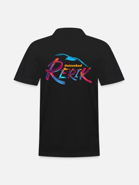 Rerik Ostseebad Möwe - Männer Poloshirt - Schwarz