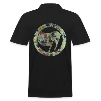 anti-fascist against fascism flowers - Men's Polo Shirt - black - Back - Kai (181cm)