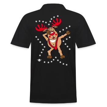 113 Hirsch Rentier Rudi Dabbing Rentier Rudolph - Männer Poloshirt - Schwarz - Hinten - Kai (181cm)