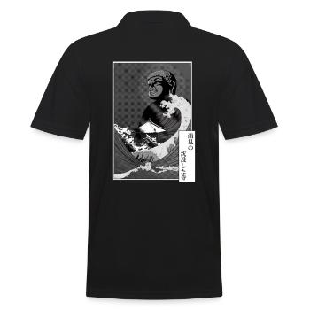 Bouddha et tsunami sur un temple - Polo Homme - noir - Dos - Kai (181cm)