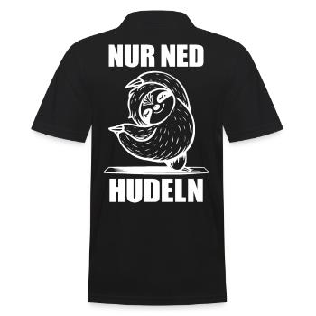 Faultier Nur ned Hudeln - Männer Poloshirt - Schwarz - Hinten - Kai (181cm)