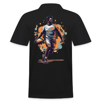 Handballspieler Streetwear Ikonischer Stil - Männer Poloshirt - Schwarz - Hinten - Kai (181cm)