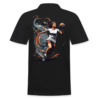 Handball player streetwear Iconic style - Men's Polo Shirt - black - Back - Kai (181cm)