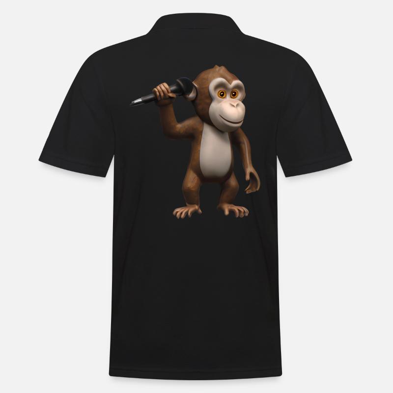 Singender Affe - Männer Poloshirt - Schwarz