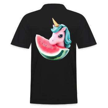 Wassermelonen Einhorn - Männer Poloshirt - Schwarz - Hinten - Kai (181cm)