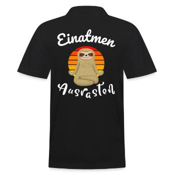 Einatmen Ausrasten Yoga Faultier - Männer Poloshirt - Schwarz - Hinten - Kai (181cm)