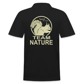 Team Nature, I like squirrels - Men's Polo Shirt - black - Back - Kai (181cm)