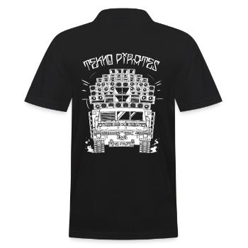 Kostenlose Tekno-Piraten - Männer Poloshirt - Schwarz - Hinten - Kai (181cm)