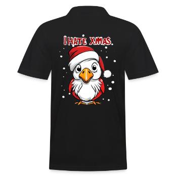 Ich hasse Weihnachten Lustiger Vogel - Männer Poloshirt - Schwarz - Hinten - Kai (181cm)