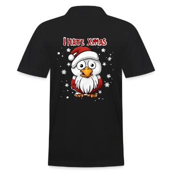 Ich hasse Weihnachten Lustiger Vogel Taube - Männer Poloshirt - Schwarz - Hinten - Kai (181cm)