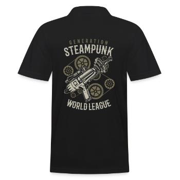 Steampunk - Männer Poloshirt - Schwarz - Hinten - Kai (181cm)