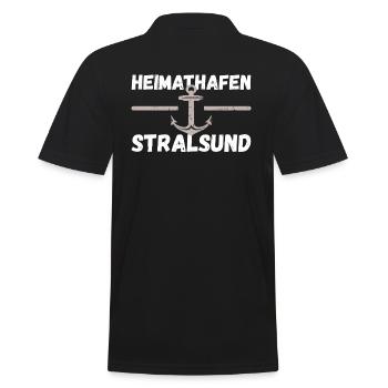 Heimathafen Stralsund - Männer Poloshirt - Schwarz - Hinten - Kai (181cm)