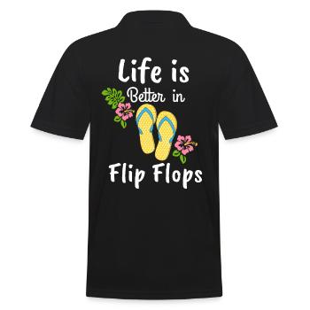 Das Leben ist besser in Flip-Flops - Männer Poloshirt - Schwarz - Hinten - Kai (181cm)