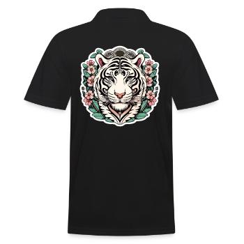 Tiger mit japanischen Kirschblüten Blüten Geschenk - Männer Poloshirt - Schwarz - Hinten - Kai (181cm)