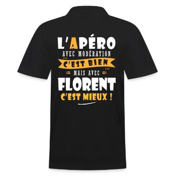 Florent cadeau Humour personnalisé cadeau florent - Polo Homme - noir - Dos - Kai (181cm)