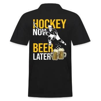 Eishockeyspieler Geschenk Bier Geschenk - Männer Poloshirt - Schwarz - Hinten - Kai (181cm)