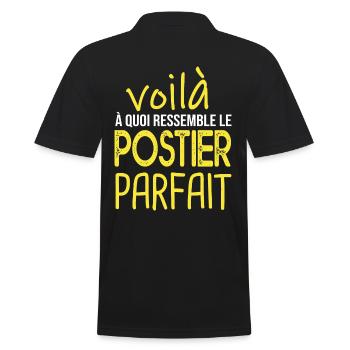 voilà postier parfait cadeau humour facteur - Polo Homme - noir - Dos - Kai (181cm)