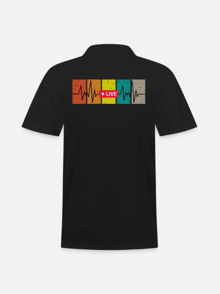 Heartbeat avec Live in Vintage - Retro Look - Polo Homme - noir