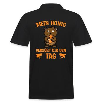 Honigbär versüßt dir den Tag - Männer Poloshirt - Schwarz - Hinten - Kai (181cm)