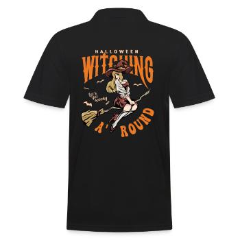 Süße Halloween-Hexe - Männer Poloshirt - Schwarz - Hinten - Kai (181cm)