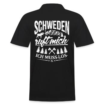Schweden ruft mich - ich muss los - Männer Poloshirt - Schwarz - Hinten - Kai (181cm)