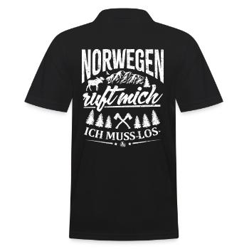 Norwegen ruft mich - ich muss los - Männer Poloshirt - Schwarz - Hinten - Kai (181cm)