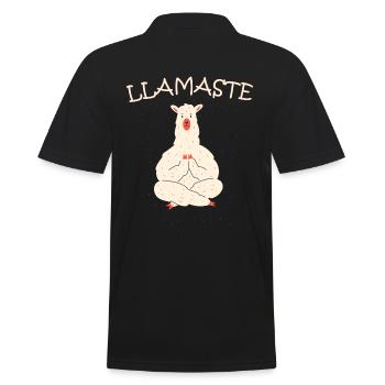 Llamaste Yoga - Männer Poloshirt - Schwarz - Hinten - Kai (181cm)