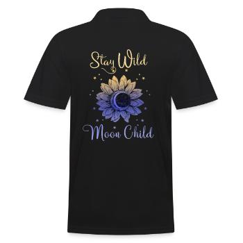 Stay Wild Moon Child Boho Grafik - Männer Poloshirt - Schwarz - Hinten - Kai (181cm)