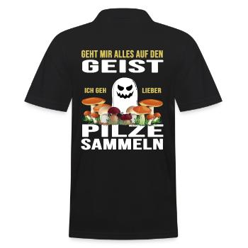 pilze sammeln pilzsammler - Männer Poloshirt - Schwarz - Hinten - Kai (181cm)
