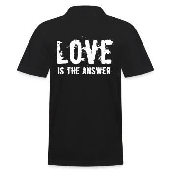 LOVE IS THE ANSWER - Men's Polo Shirt - black - Back - Kai (181cm)
