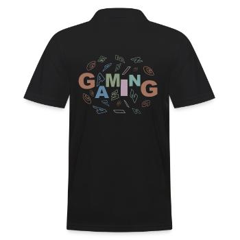 gaming-scene-colorful - Männer Poloshirt - Schwarz - Hinten - Kai (181cm)