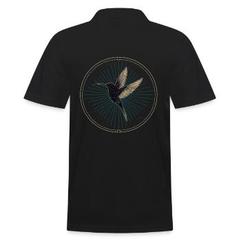 Kolibri mit Sternen - Männer Poloshirt - Schwarz - Hinten - Kai (181cm)