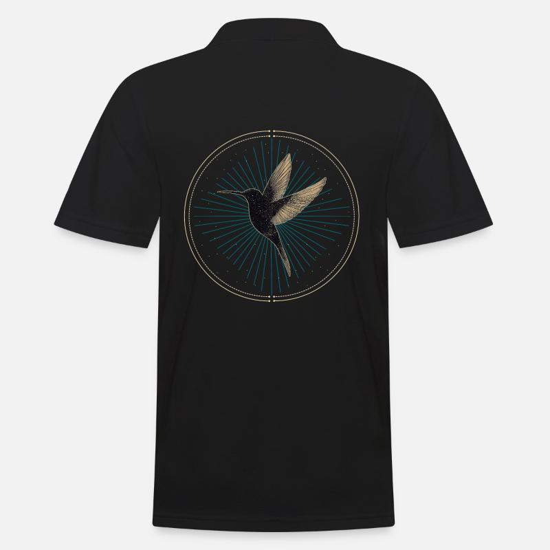 Kolibri mit Sternen - Männer Poloshirt - Schwarz