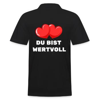 Du Bist Wertvoll Herz Frühling Motivation - Männer Poloshirt - Schwarz - Hinten - Kai (181cm)