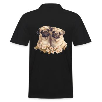 Mopspaar Mops - Männer Poloshirt - Schwarz - Hinten - Kai (181cm)