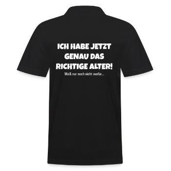 Spruch: Ich habe jetzt genau das richtige Alter - Männer Poloshirt - Schwarz - Hinten - Kai (181cm)