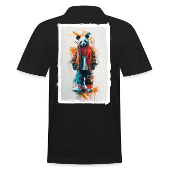 Bunter Panda - Männer Poloshirt - Schwarz - Hinten - Kai (181cm)