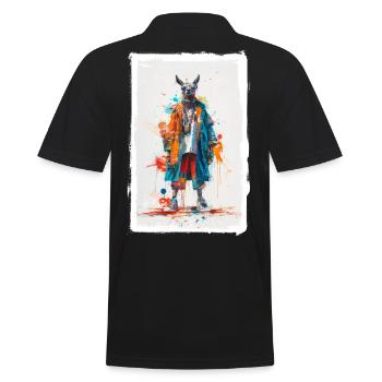 Buntes Lama - Männer Poloshirt - Schwarz - Hinten - Kai (181cm)
