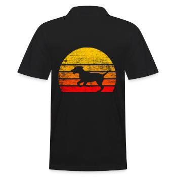 Coucher de soleil chien cadeau chien amour - Polo Homme - noir - Dos - Kai (181cm)