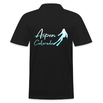 Aspen Colorado - Männer Poloshirt - Schwarz - Hinten - Kai (181cm)