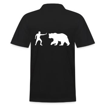 Stop Bär - Männer Poloshirt - Schwarz - Hinten - Kai (181cm)