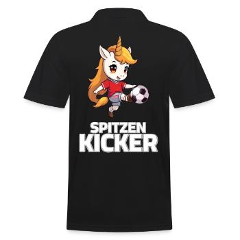 Football Unicorn Saying - Lace Kicker - Men's Polo Shirt - black - Back - Kai (181cm)