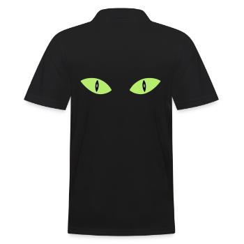 ★ Design colors changeable ★ Two cat eyes - Men's Polo Shirt - black - Back - Kai (181cm)