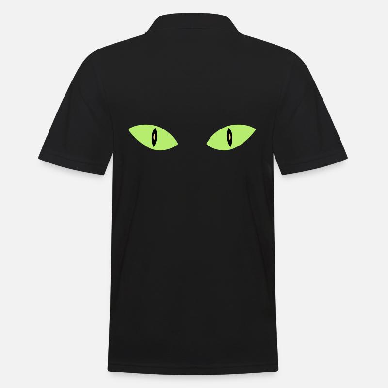 ★ Designfarben änderbar ★ Zwei Katzenaugen - Männer Poloshirt - Schwarz