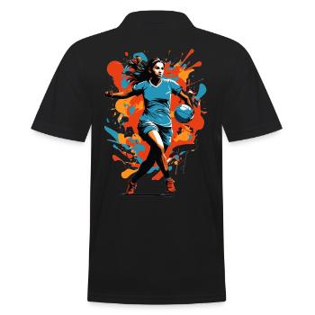 Handballerin Ikonischer Style & Streetwear - Männer Poloshirt - Schwarz - Hinten - Kai (181cm)
