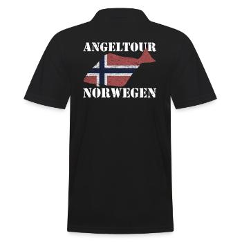 Angeltour Norwegen Heilbutt - Männer Poloshirt - Schwarz - Hinten - Kai (181cm)